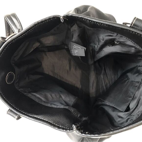 Kenneth Cole Reaction Black Pebbled Leather XL Double Handle Shoulder Tote Bag - Picture 12 of 15